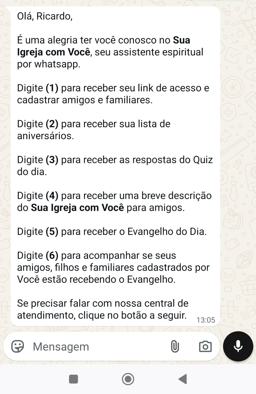 Menu WhatsApp